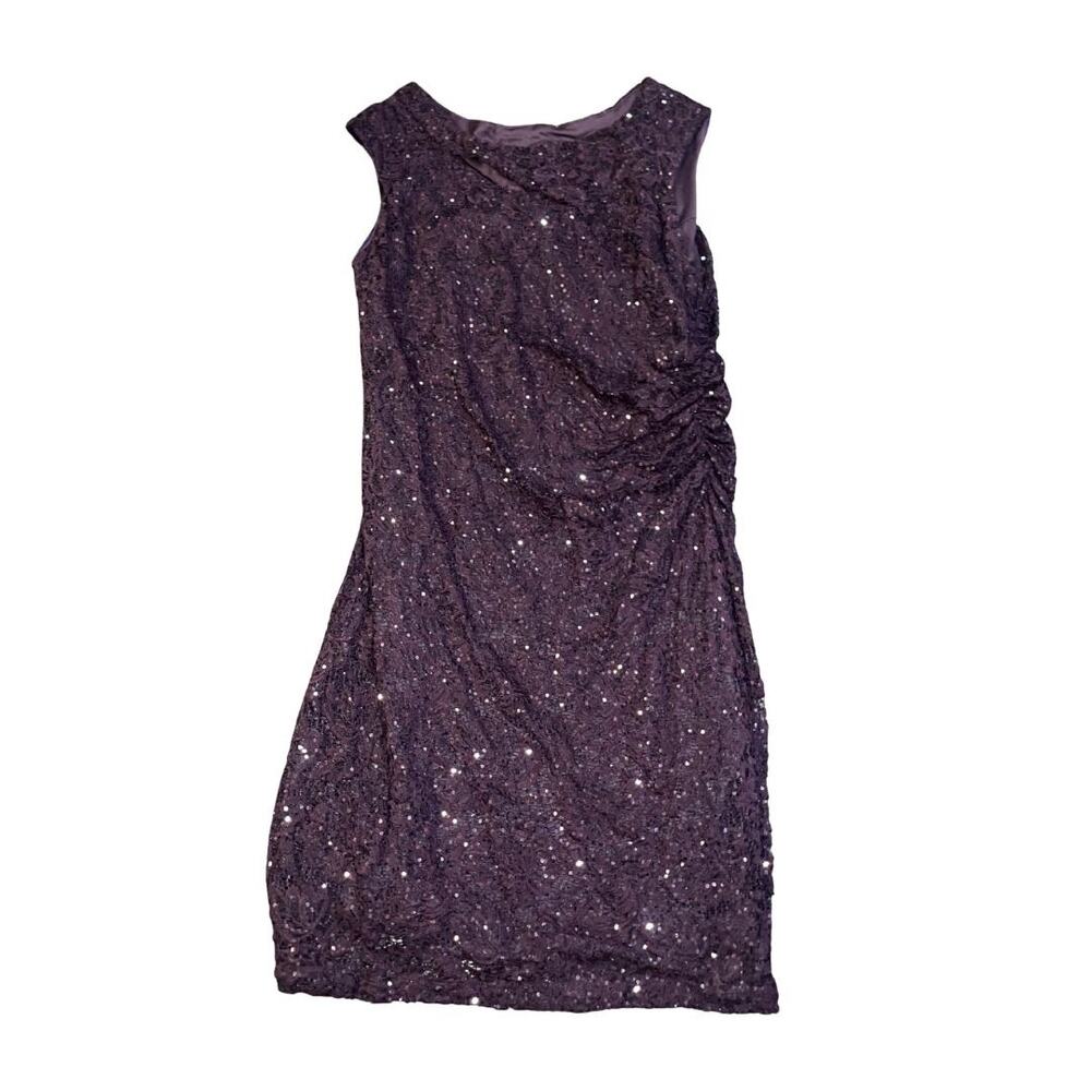 Scarlett Purple Sequin Ruched Dress Size 12 Special Occassion Wedding Eggplant